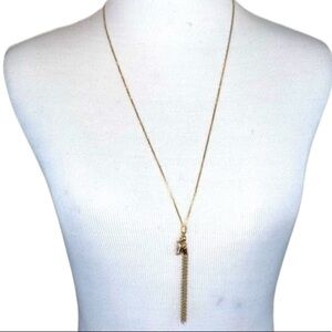 Ettika REVOLVE Gold Tone Tassel Necklace Crystal Charm